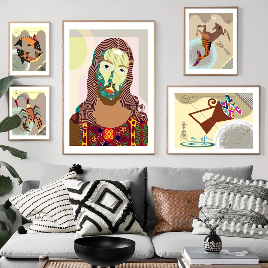 

Zodiac sign Constellation Line Polka dot Pop Wall Art Canvas Painting Nordic Poster And Print Wall Picture For Living Room Decor