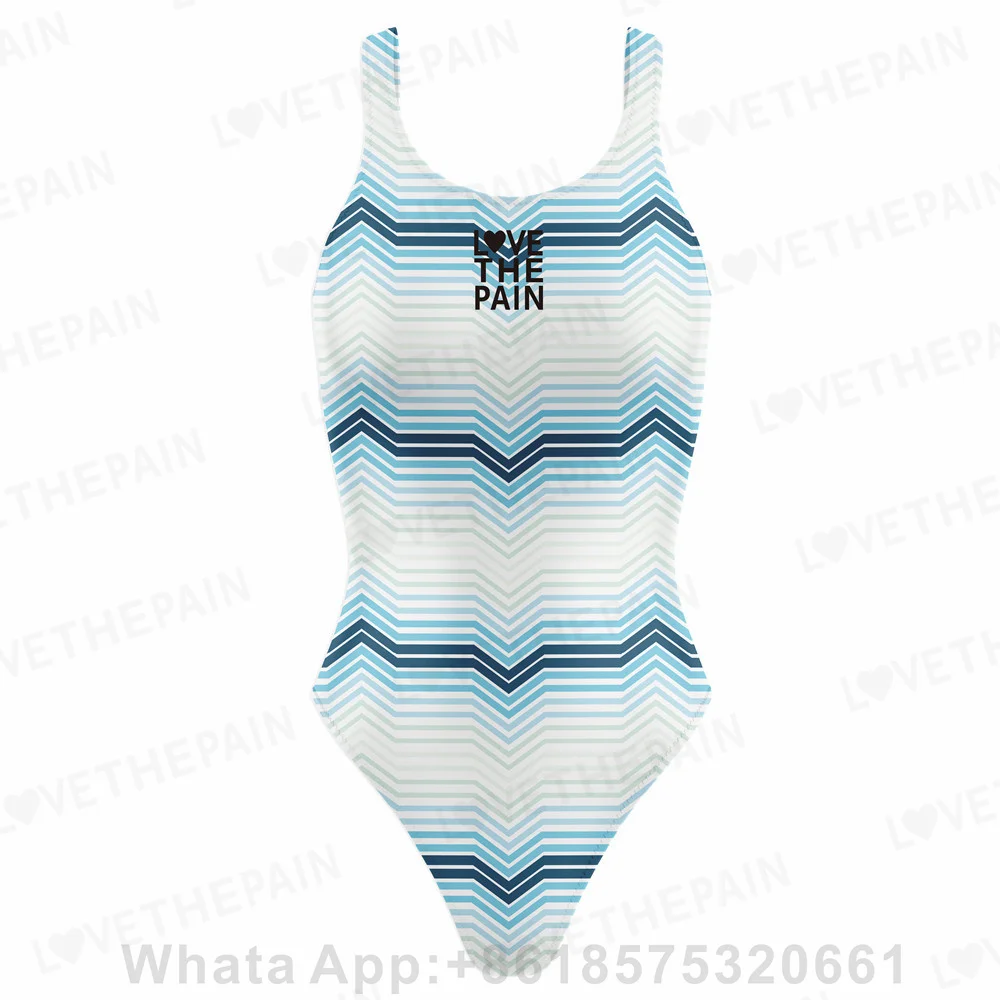 Love The Pain Women Wide -shoulder Strap Swimsuit Backless Swimwear Swimming Pool Training Beach Summer Vintage Bathing Suits