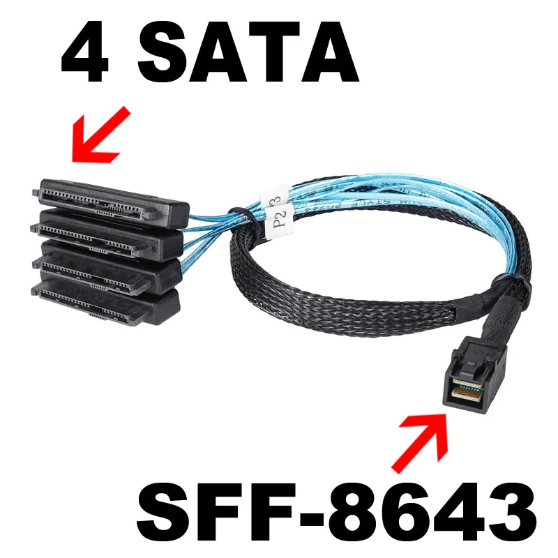 Кабель Mini SAS 36-контактный SFF-8087/SFF-8643 HD/4 ata SATA 7P 29-контактный SFF-8482 для передачи