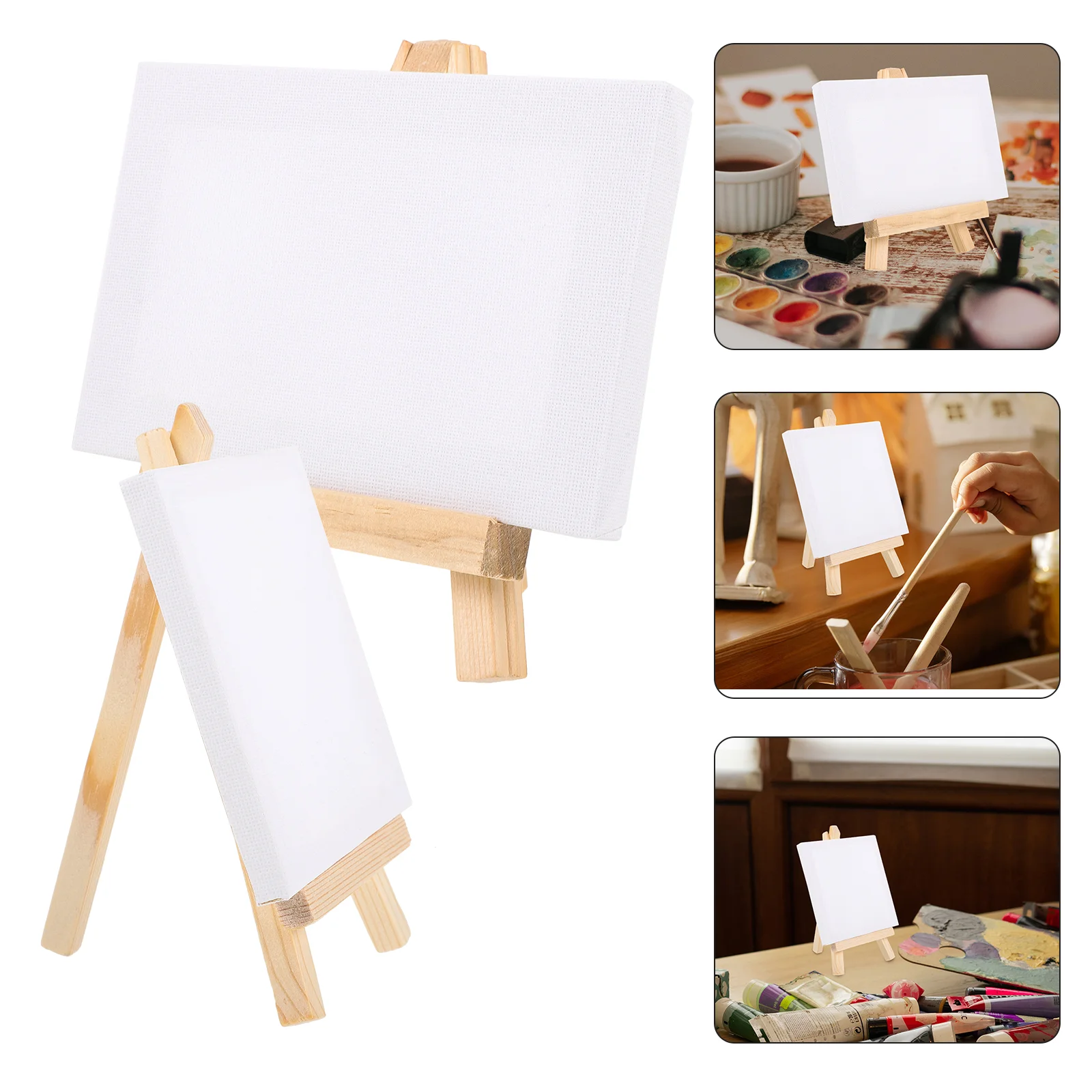 

2 Sets Canvas Holder Mini House Decor Bracket DIY Supplies Wooden Blank Painting Frames Decorative Easel Child Multi-function