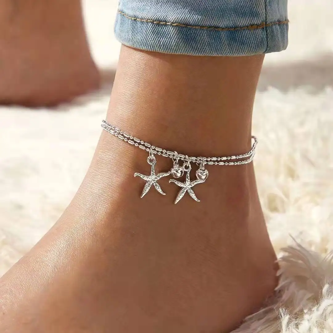 

Fashion Gold Color Simple Chain Anklets For Women Beach Foot Jewelry Leg Chain Ankle Bracele Beautiful starts Women Accessories