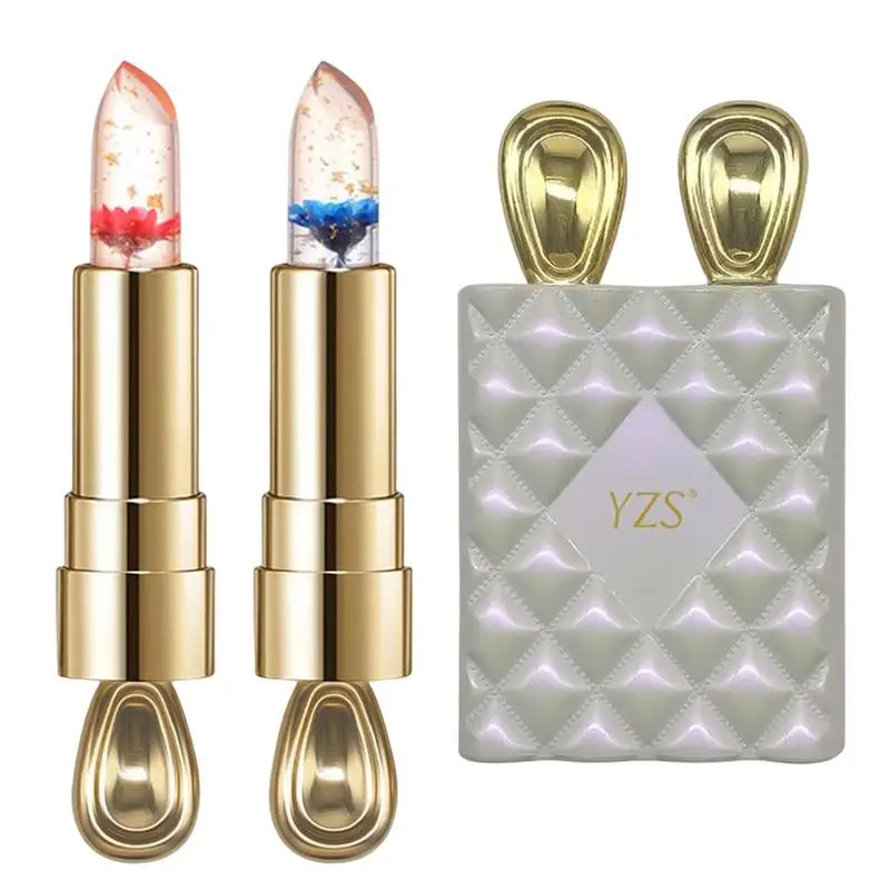 

Jelly Lipstick Color Changing Nourishing Temperature Color Change Lip Balm Gold Foil Flower Jelly Color Changing Lipstick