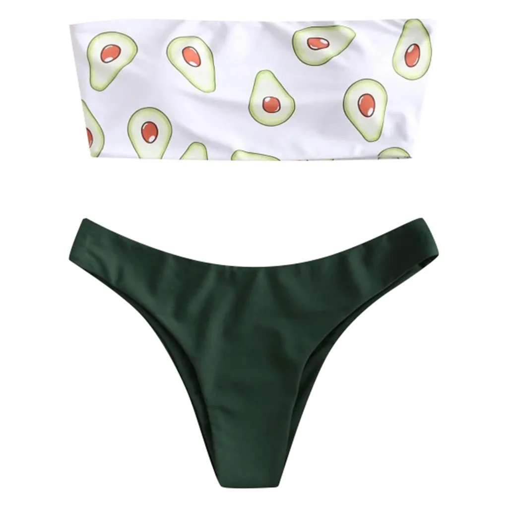 

Beachwear up Print Bikini Swimsuit Swimwear Tube Push-Up Pieces Women Two Swimwears Tankinis Set women's beach swimming trunks