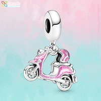 smuxin 925 sterling silver beads pink scooter dangle charms fit original pandora bracelets or necklaces women diy jewelry