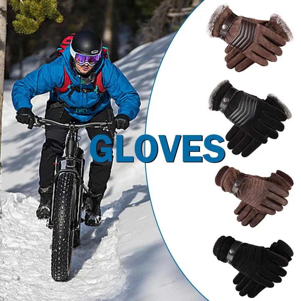 

Winter Men Gloves Touch Screen Warm Casual Gloves Mittens For Men Outdoor Sport Full Finger Solid Outdoor Cycling Gloves
