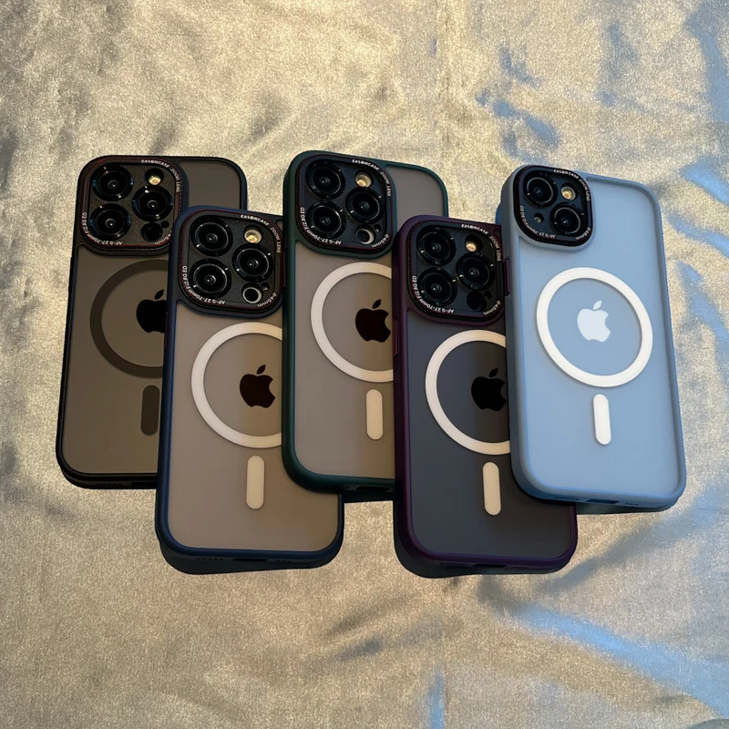 

Anti-fingerprint scrub Magsafe case For iphone 13 14 12 13pro 14Pro Max Wireless Charging protective bumper cover