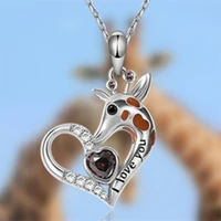 exquisite giraffe heart shape crystal pendant necklace fashion womens necklace wedding party jewelry romantic anniversary gifts
