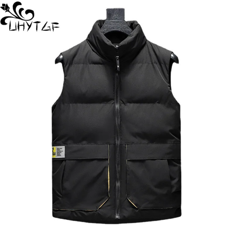 

UHYTGF Sleeveless Vest Men's Double-Sided Wear Down Cotton Autumn Winter Waistcoat Jacket Male Casual Warm Parker Coat 7XL 128