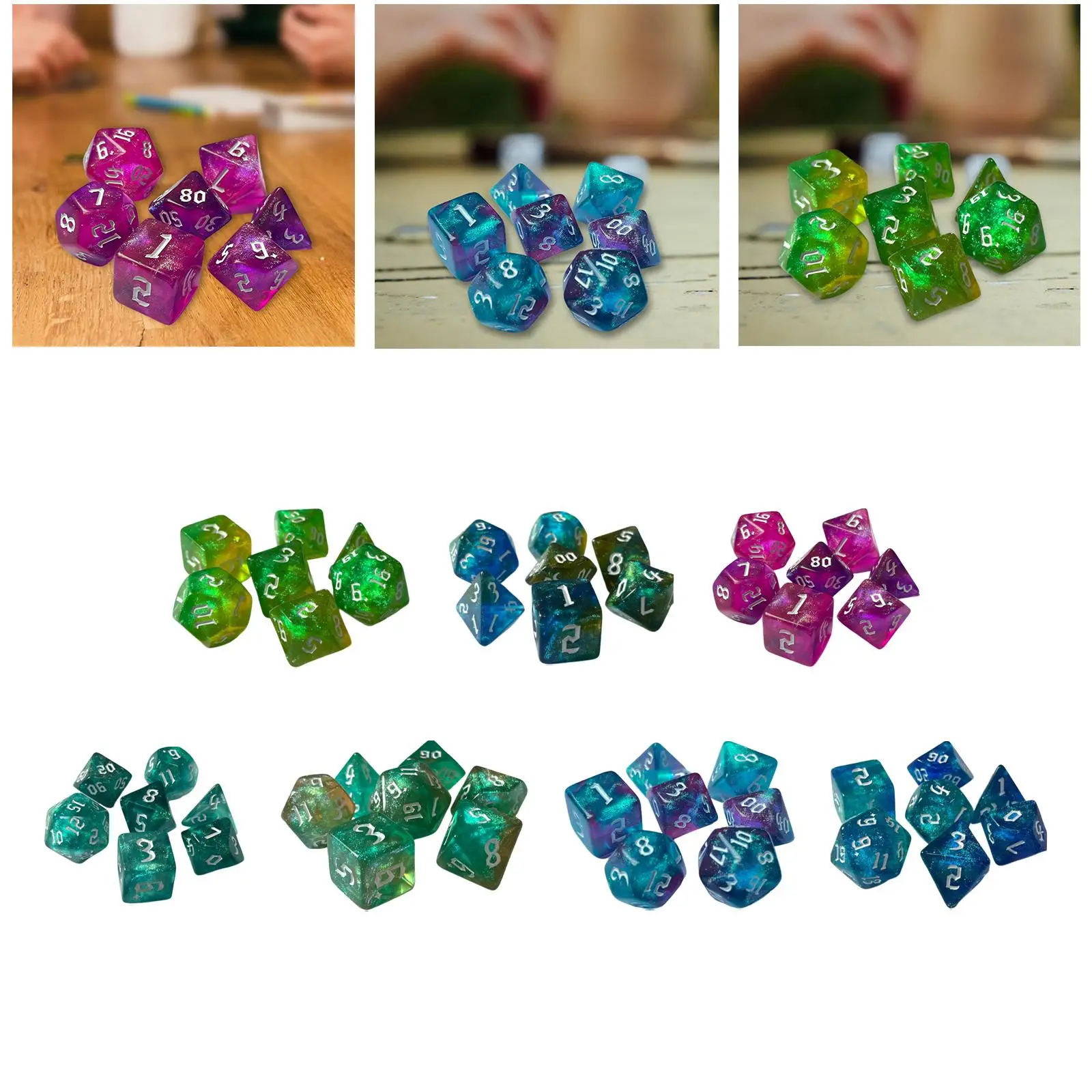 

7/10 Pcs Polyhedral Dice Set D4-D20 Multi-sided Dices Entertainment Toys for DND Board Game Role Playing Game Party Game