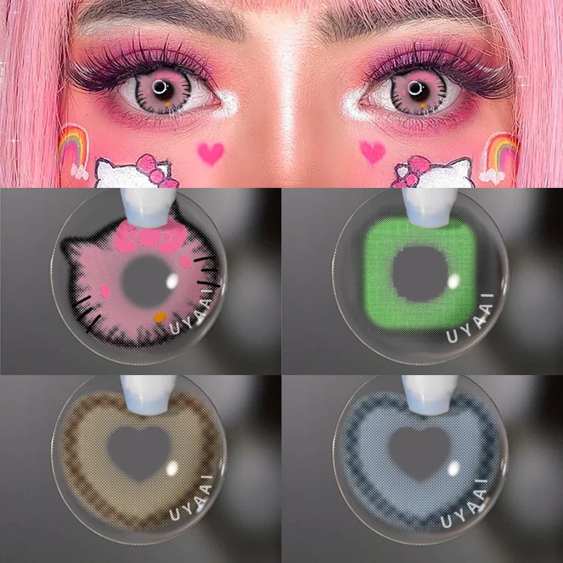 

UYAAI Lenses Eye Color Square Heart Halloween Graduated Contact Lenses for Cosplay Anime Pupils 2Pcs Colored Pupils For Eyes