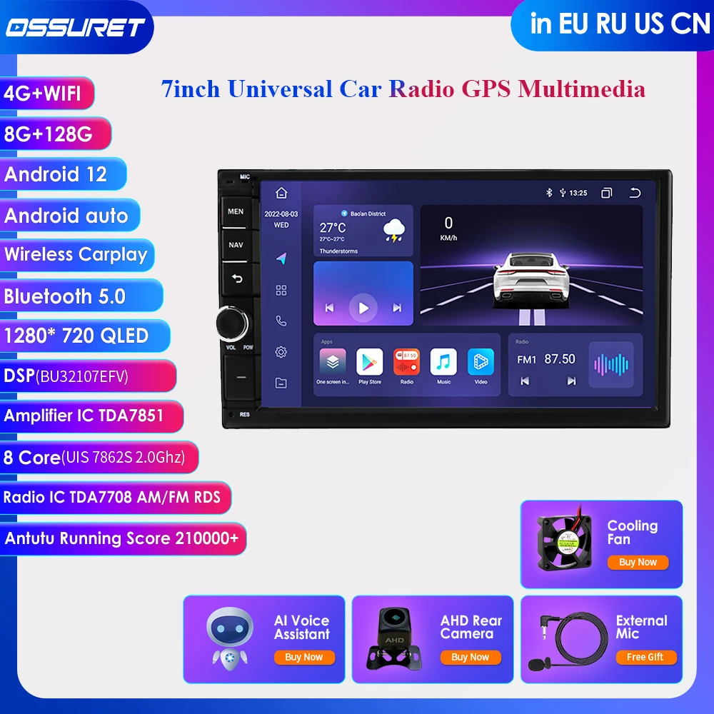 

8G RAM 128G ROM 2Din Android Car Stereo GPS Navigation Multimedia Fit Nissan Sentra X-Trail Navara NOTE LAFESTA Frontier 7inch