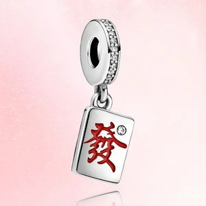 New 100% 925 Sterling Silver China Mahjong Beads Charms Pendant Fit Original Pandora Bracelet&Bangle for Women DIY Jewelry Gift