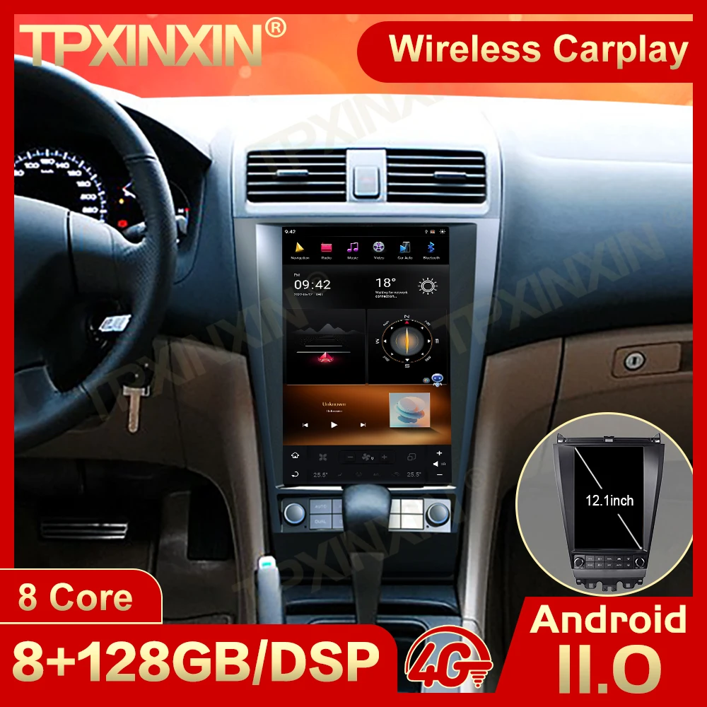 Стерео система Tesla 8 + 128 ГБ 2 Din Android 11 для Honda Accord 7 2003 2004 2005 2006 2007 GPS Navi аудио радио