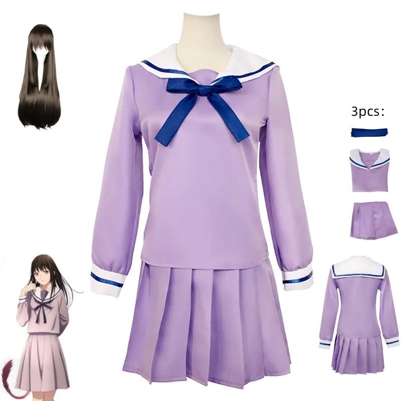 

Костюм для косплея из аниме Noragami Iki Hiyori, униформа студенческого кампуса для женщин, костюм матроска JK, фиолетовый топ, юбка, галстук-бабочка