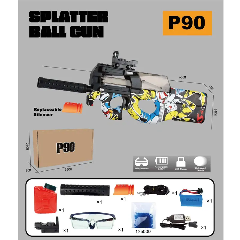 

Mini P90 Water Gel Blaster Electric Toy Gun Weapon Crystal Bomb Rifle Sniper Machine For Kids Children Boys Outdoor Games CS