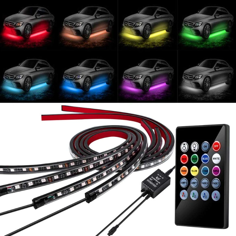 

90cm by 120cm Car Charssis Flexible LED Strip Light LED Underbody Remote /APP Control RGB Neon Lights Ambient Atmosphere light
