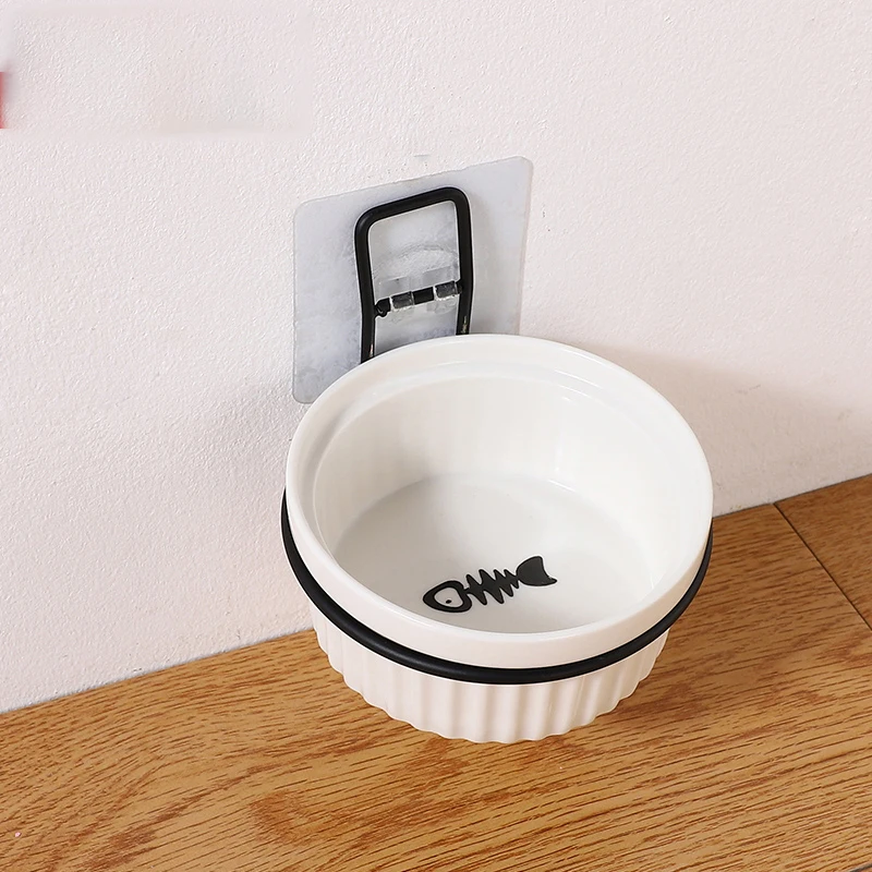 

Hanging cat bowl pet cat fixed bowl rice bowl anti-overturning rack bowl rack ceramic high-footed bowl food bowl drinking bowl
