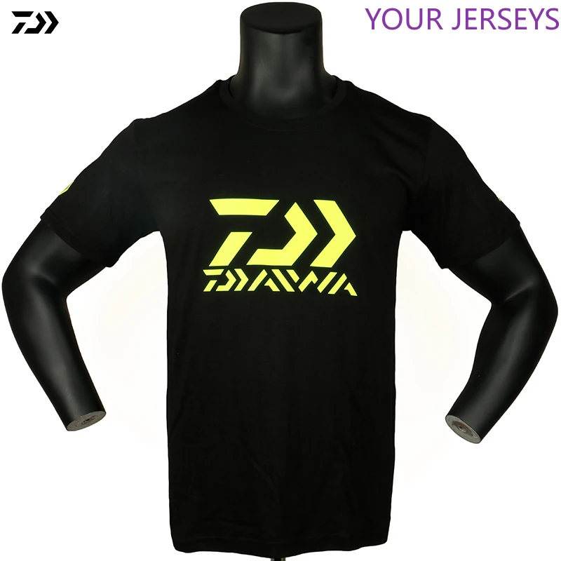 

Одежда DAIWA для рыбалки, флуоресцентная Зеленая Мужская Летняя черная хлопковая футболка с коротким рукавом для рыбалки, дышащие уличные спо...