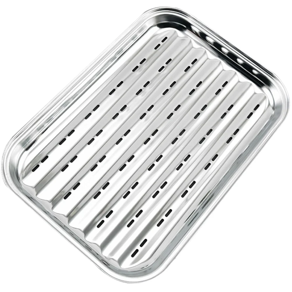 

Grill Pan Holes Stainless Steel Bbq Grilling Topper Tray Barbecue Plate Perforated Food Tray