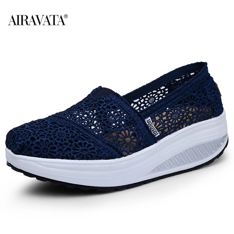 Summer Fashion Women's Thick-soled Breathable Mesh Non-slip Sports Fitness Rocker Ladies Sneakers Walking Shake Shoes