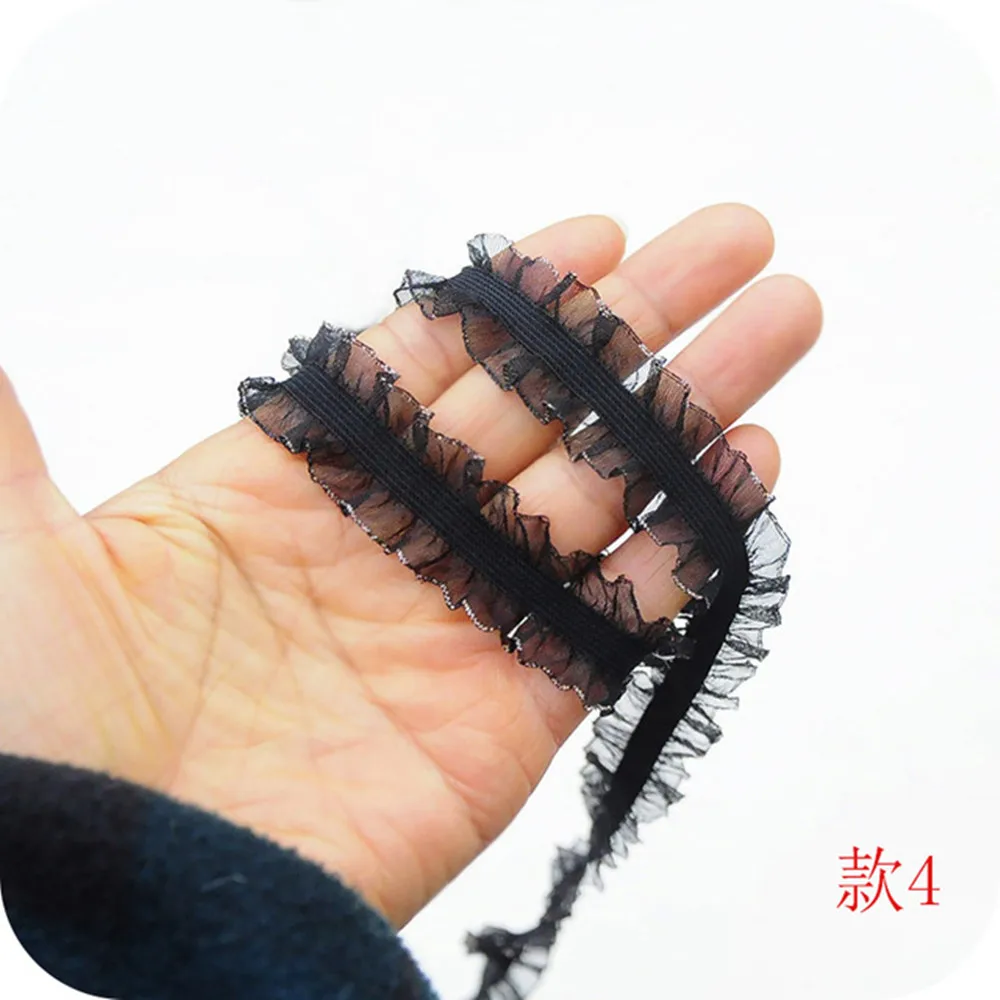 

1M Elastic Pleated Guipure Silver Tulle Lace Trim Ribbon Purple Lace Fabric Sewing Decorations For Clothes Craft Supplies YU28