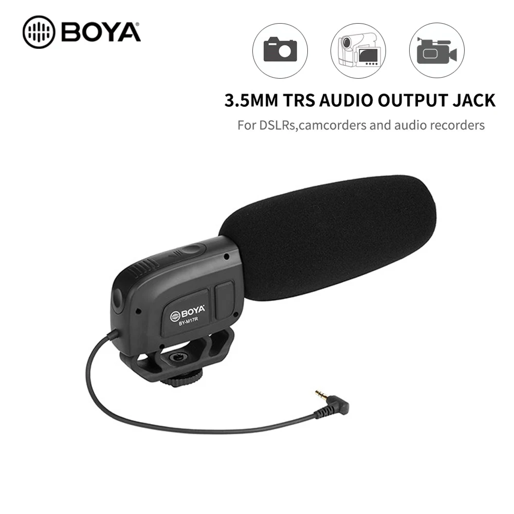 BOYA BY-M17R микрофон для камеры, микрофон, суперкардиоидный конденсаторный микрофон для цифровой зеркальной камеры, видеокамеры, записывающее устройство, запись видео