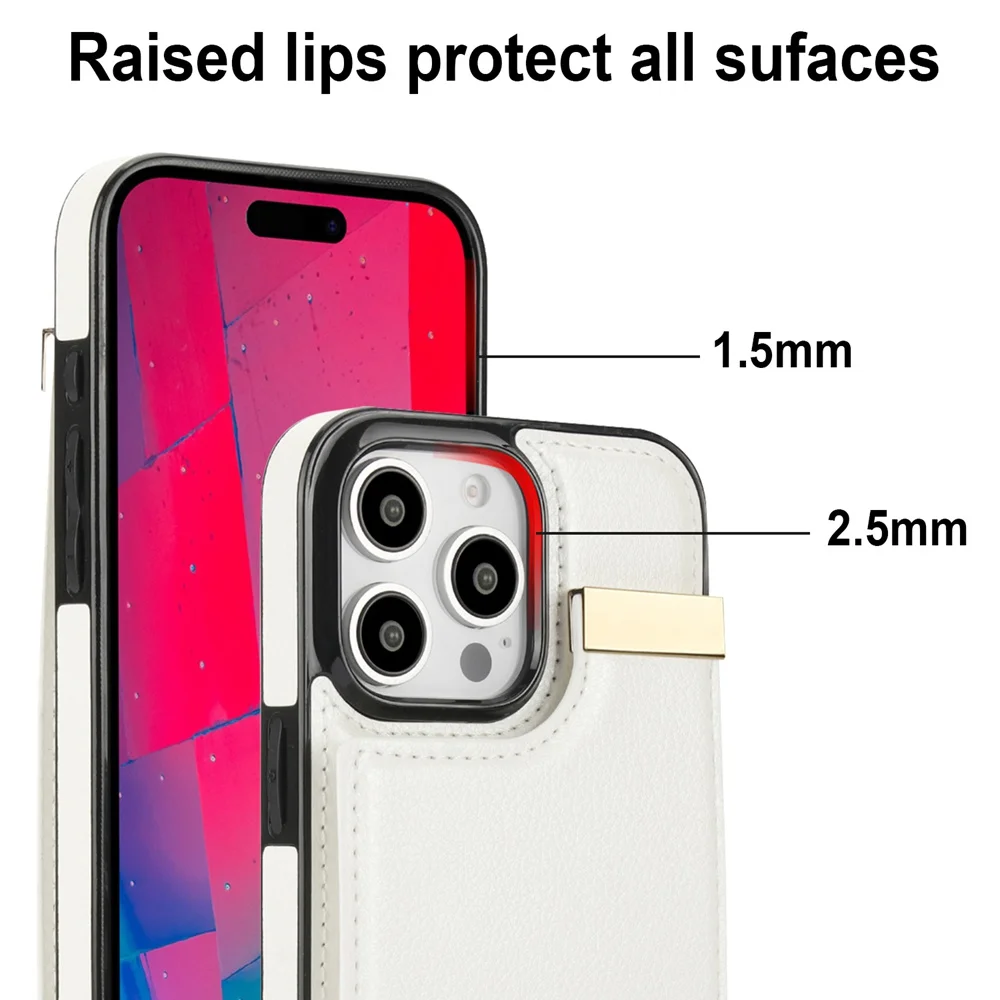 Двухслойный кожаный чехол с карманами для карт iPhone 11 12 13 14 15 16 Pro Max XR X XS 7 8 Plus