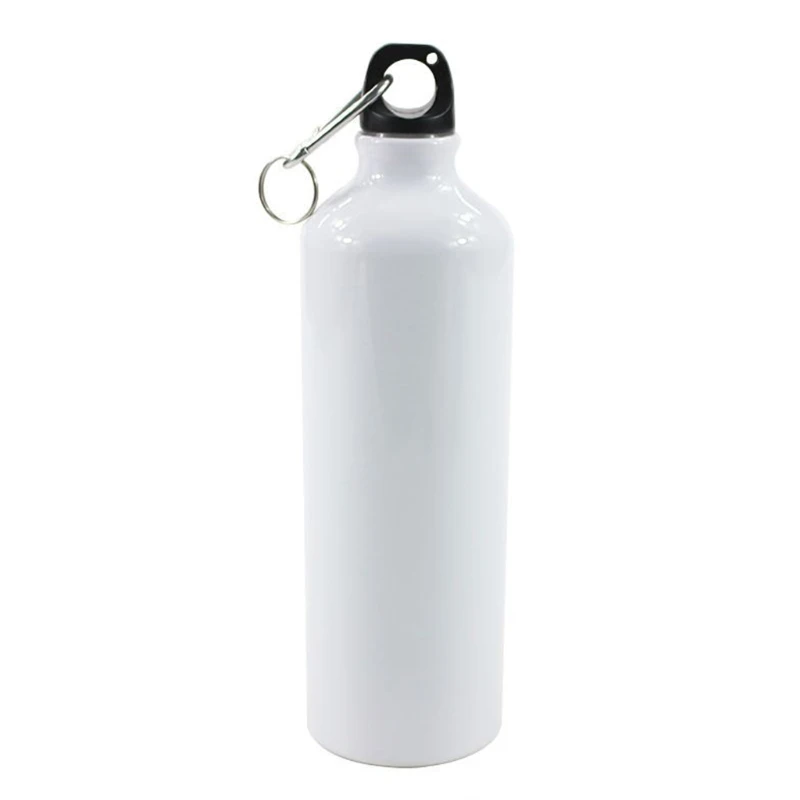 

400/500/600/750ml White Blank Sublimation Water Bottle with Screw Carabiner Hook Aluminum Outdoor Sports Leakproof for A0NC