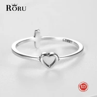 roro double sided design heart and cross finger ring 925 sterling silver lovely style for women real fine jewelry gifts 2022