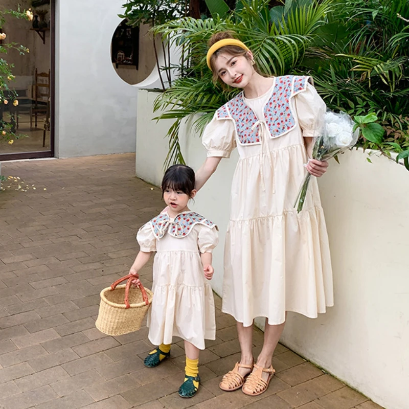 Платье для мамы и дочки сочетающаяся одежда наряды родителей детей цельное