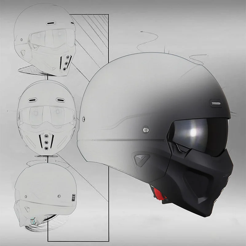 Matte Black Motorcycle Helmet De Cafe Racer Helmet Modular Full Face Capacetes De Motociclista Modular S to XL enlarge