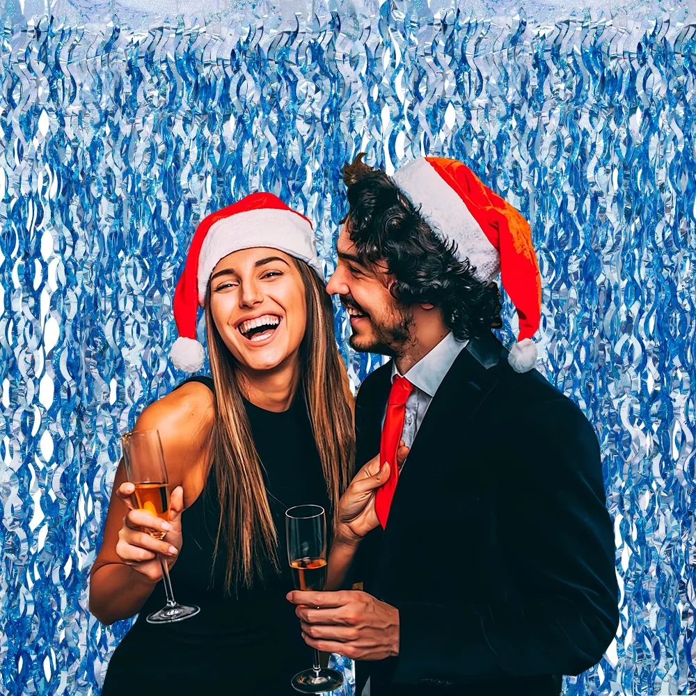 Новинка лазерная фотография 2 м дождевая занавеска в виде синей волны украшение