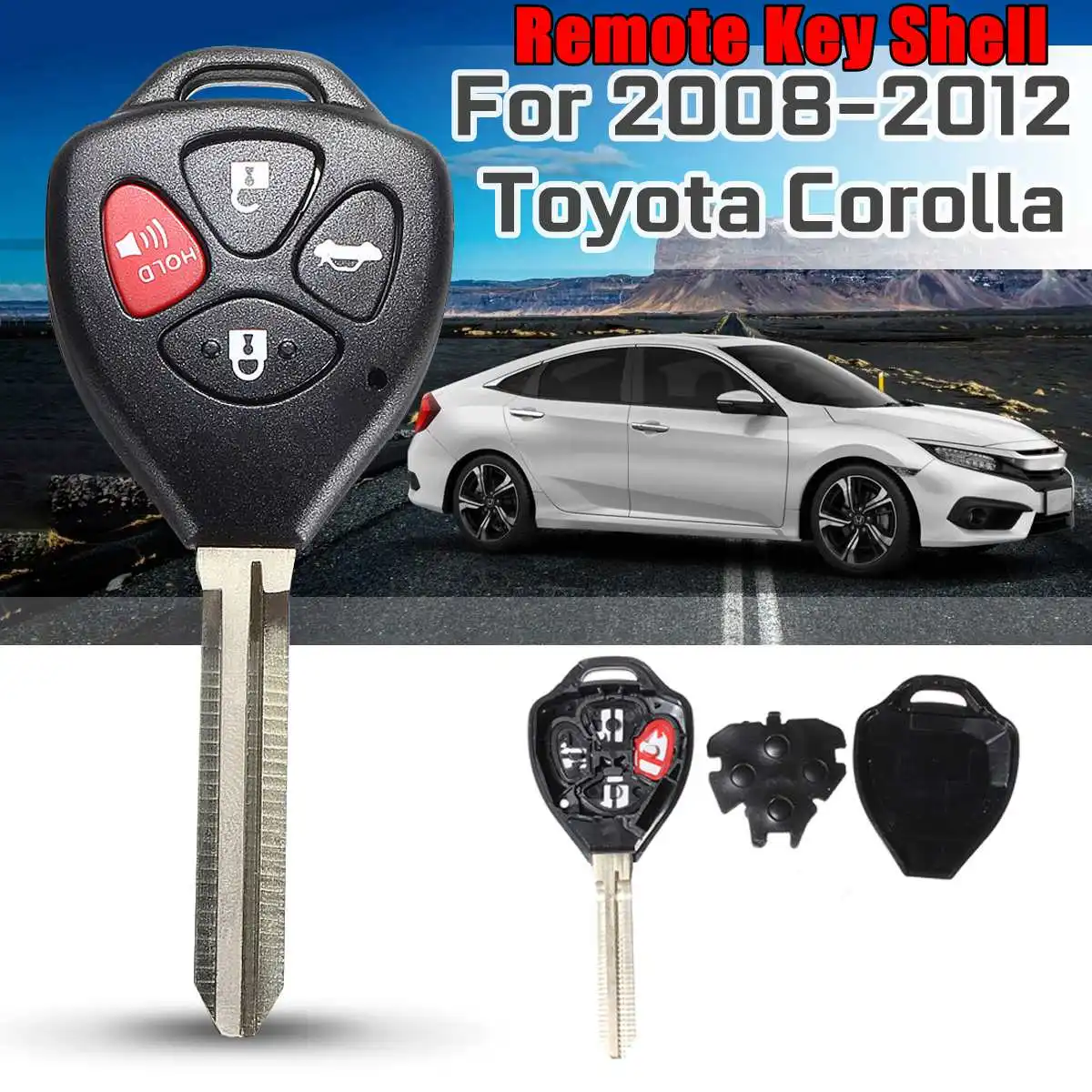 

4 Buttons Remote Car Key Shell Case Fob For Toyota Camry 2007 2008 2009 2010 for Avalon Corolla Matrix RAV4 Venza Yaris