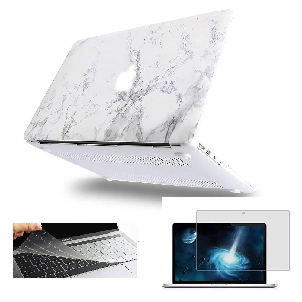 3in1 Marble Printing Hard Cover Case+Keyboard Cover For Apple Macbook Air Pro Retina Touch Bar & Touch ID 11 12 13 15 inchs