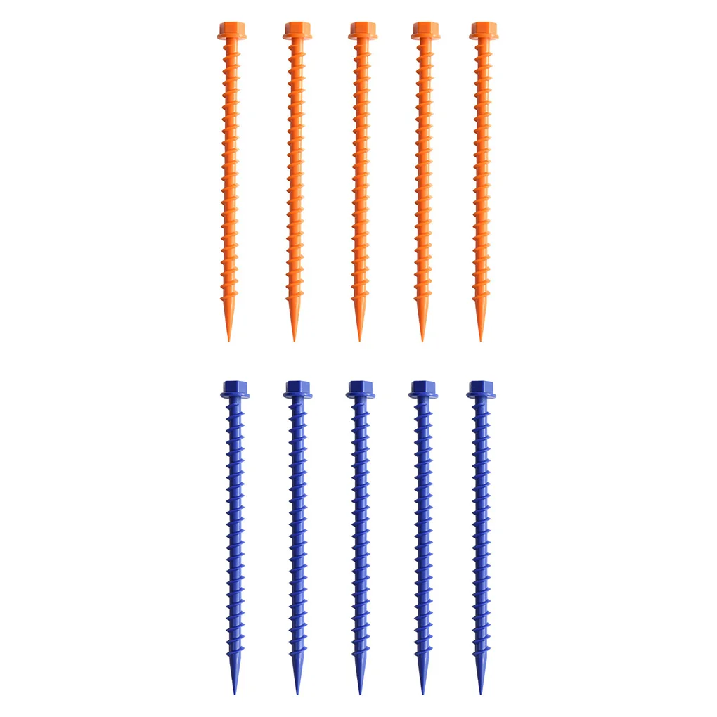 

10 Pack Mountaineering Tent 26cm Plastic Ground Nails Outdoor Spikes Summer Travelling Accessories Square Nail Orange