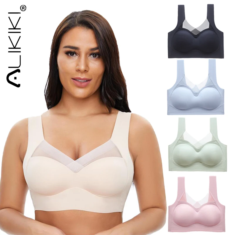 

M-6XL Women's Push Up Lace Bras Plus Size Underwear Anti Sagging Large Seamless Wireless Bra Sexy Bralette Cropped Vest Top