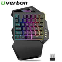One-Handed Gaming Keyboard RGB Backlit Keys Portable Colorful Rechargeable 2000mAh Battery Keyboard for PS4 Laptop PC Gamer