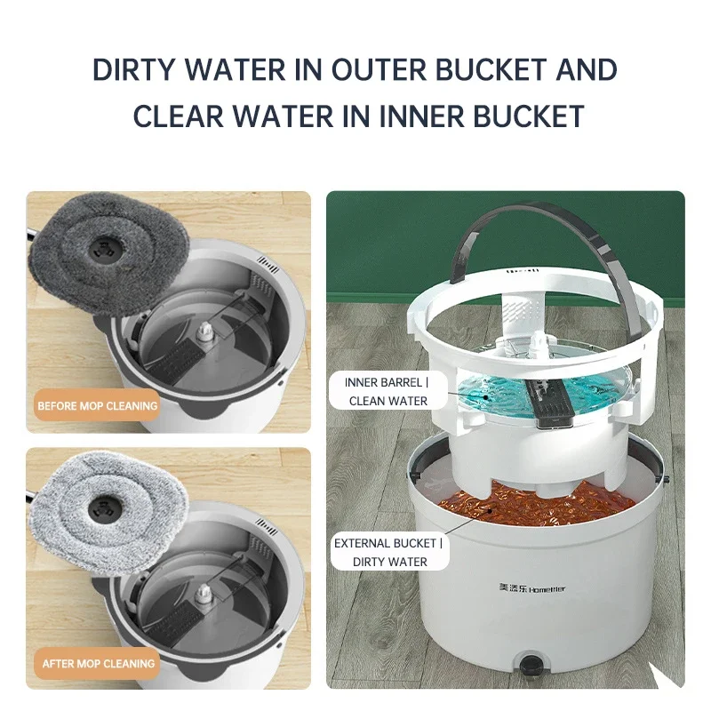 Швабра для пола с ведром домашняя Волшебная разделения сточных вод деревянного