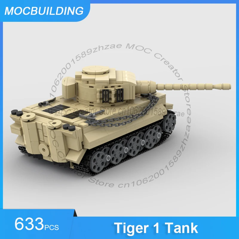Фото Конструктор MOC: Модель танка Тигр 1, сборные блоки, военная коллекция, креативные развивающие игрушки, подарки, 633 детали. №3