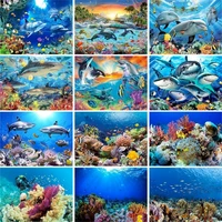 gatyztory 60x75cm diy painting by numbers scenery paint by numbers for adult sea animals frameless canvas painting unique gift