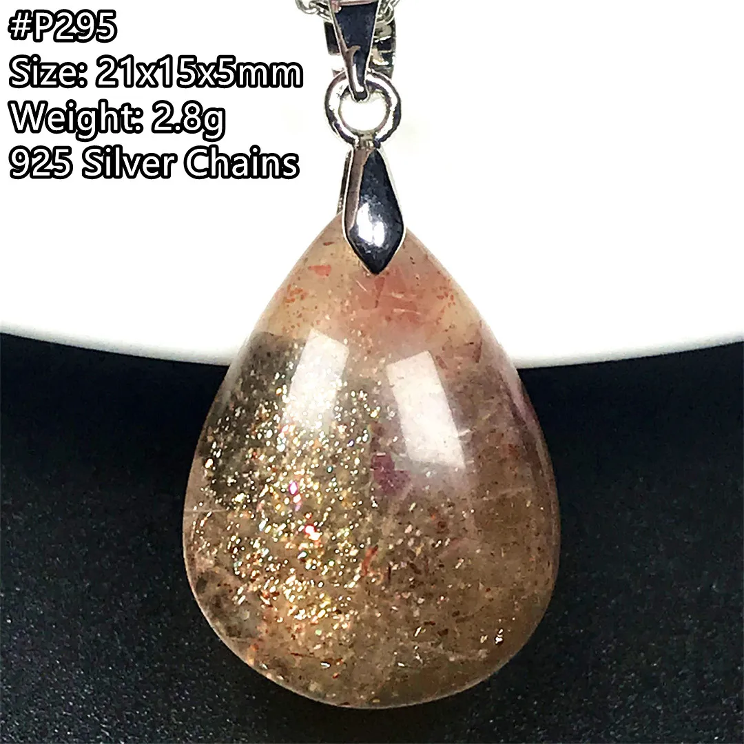 

Natural Gold Strawberry Quartz Gold Sunstone 925 Silver Necklace Pendant For Women Men Healthy Gift Beads Crystal Jewelry AAAAA