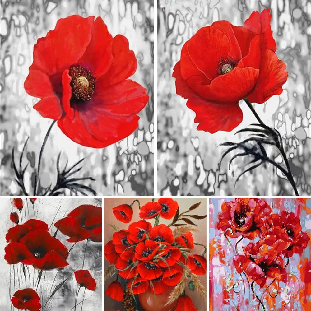 

Poppy Flower Printed 11CT Cross Stitch Set Embroidery DMC Threads Handmade Knitting Handiwork Hobby Sales Different Promotions
