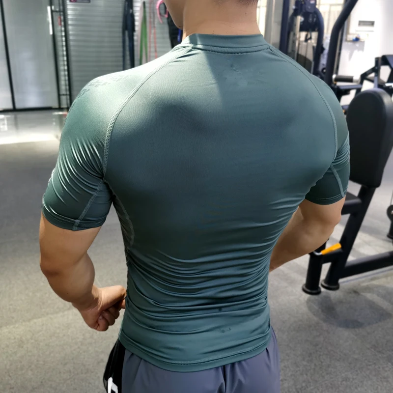 Tights men summer fitness short-sleeved summer quick-drying breathable sweat-absorbing high-elastic training running sports tops