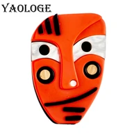yaologe 2022 orange exaggerated feminine opera mask brooches for women exaggerated cartoon acrylic badge lapel brooch pin gifts