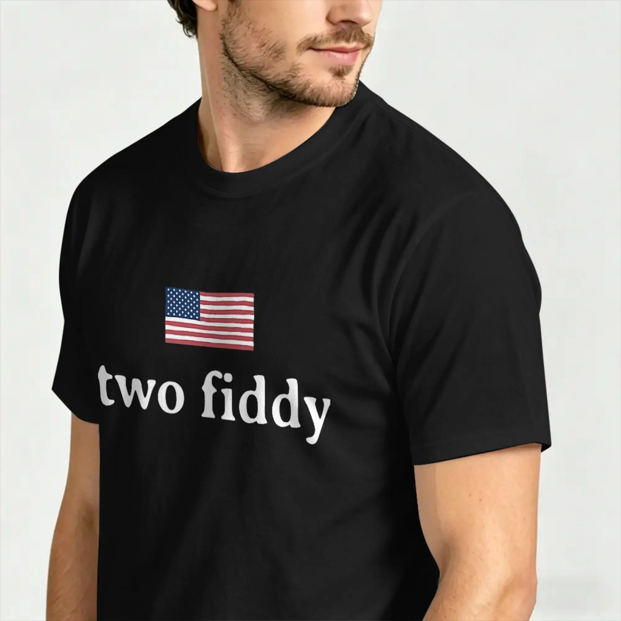 Фото Футболка Two Fiddy 2 Fiddy к 250-летию, к 4 июля, летняя винтажная футболка, хлопковая хипстерская футболка для мужчин, повседневная одежда №3