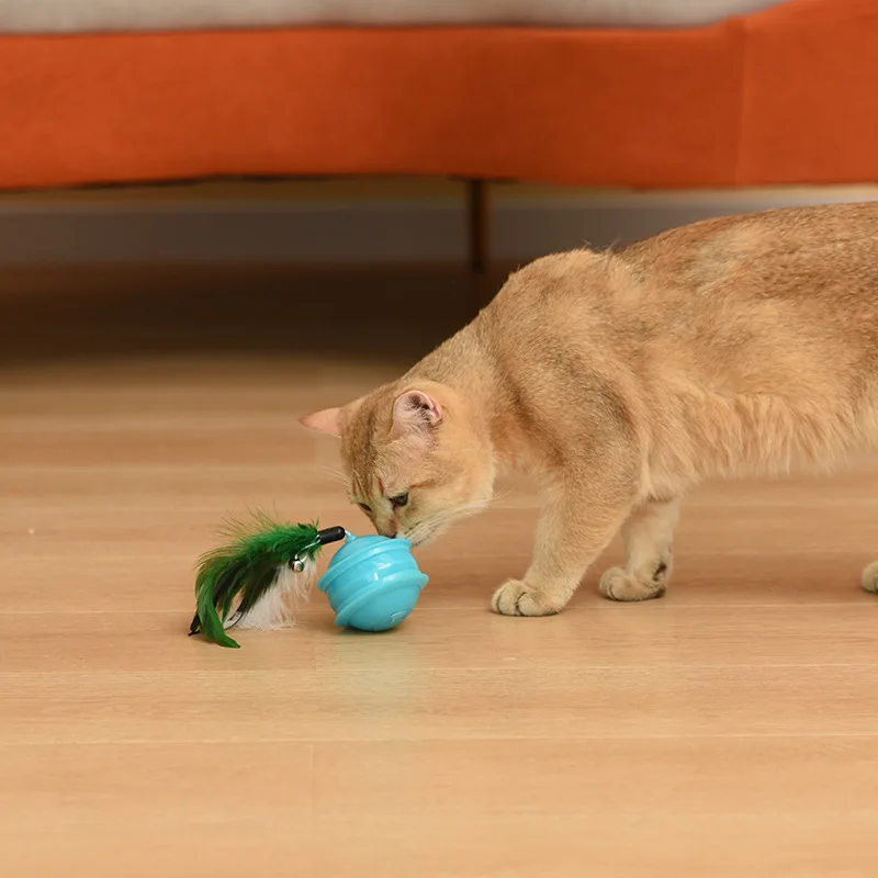 

Игрушки для кошек, умный шарик из пенопласта с перьями и колокольчиком, автоматическая пусковая установка для шаров, бросающая игрушка, товары для домашних животных, товары для кошек, забавные игрушки для кошек