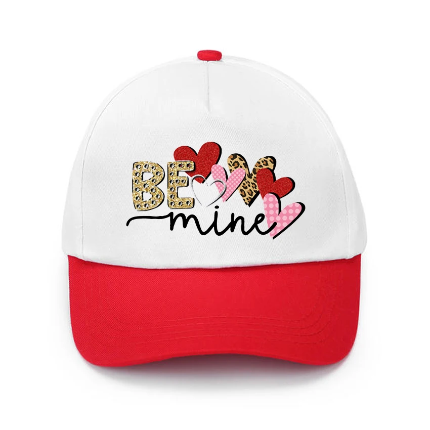 

Мультяшная графическая модная шапка с принтом Be Mine Love, бейсболка, регулируемая детская шапка, шляпа от солнца для мальчиков и девочек, шляпа ...