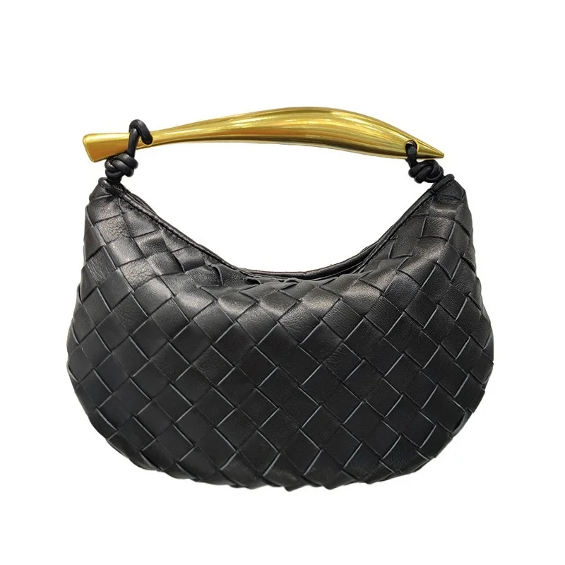 

Metal Handle Handbag Woven Shark Hand Carrying Dumpling Genuine Leather Sac Luxury Designer Bags Femme Casual For Women Tote Bag