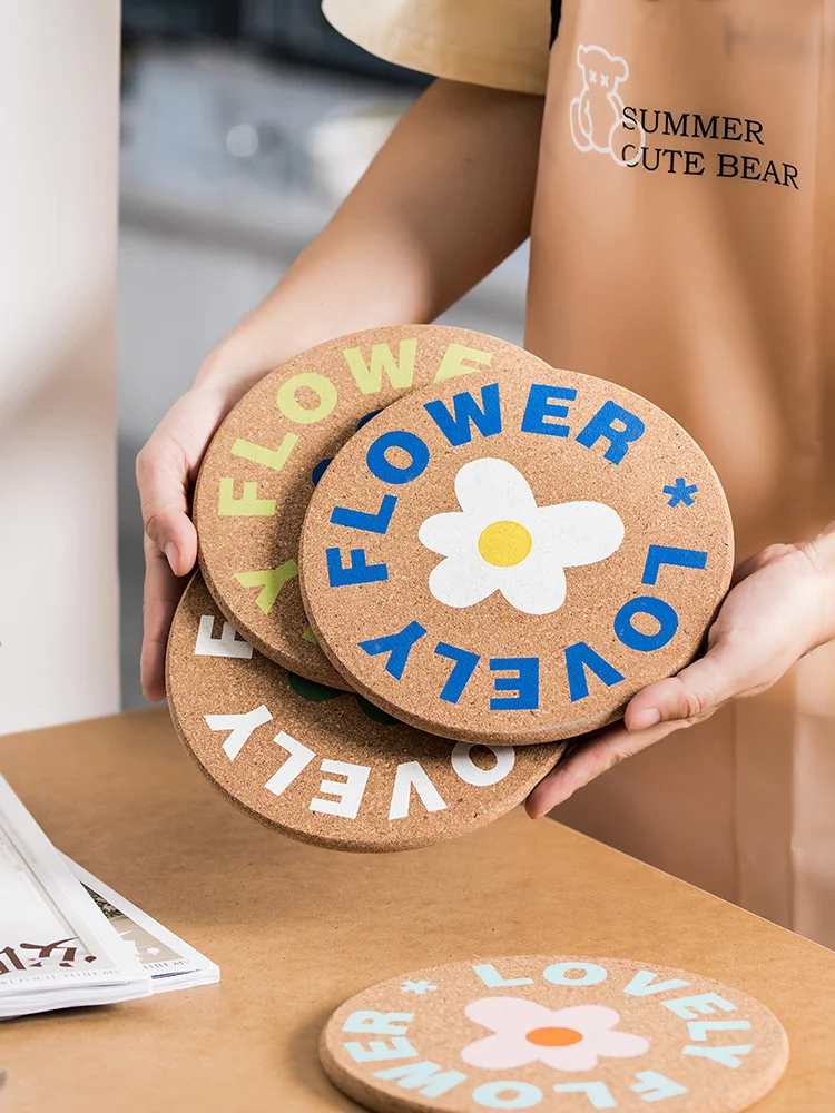 Круглая мягкая деревянная подставка для чашки 17 5 см Цветочная чаек и кофе