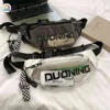 Fashion Fanny Packs Unisex Clear PVC Belt Purse Multi-functional Letter Printed with Pendant Adjustable Buckle Strap for Travel 1